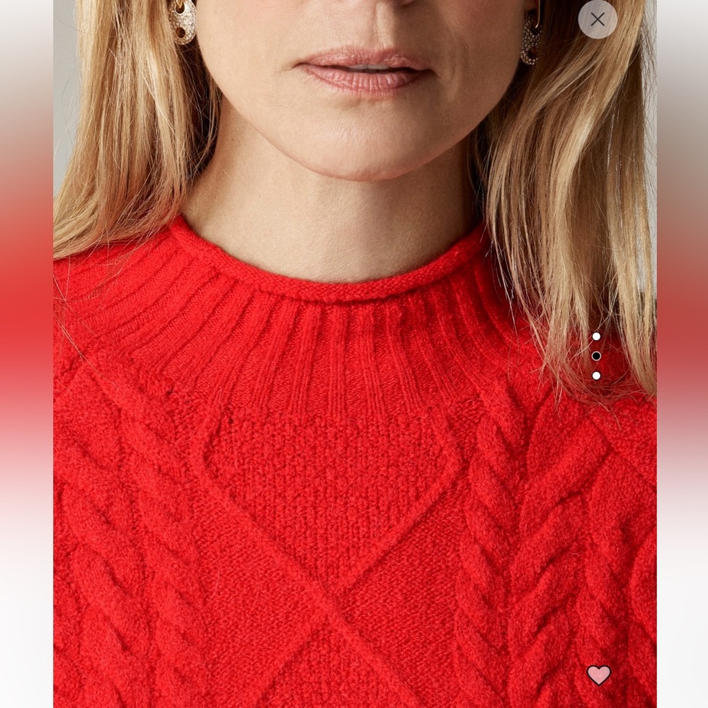 J.CREW Red Cable-Knit Rollneck Sweater in Supersoft Yarn NEW - Picture 2 of 7